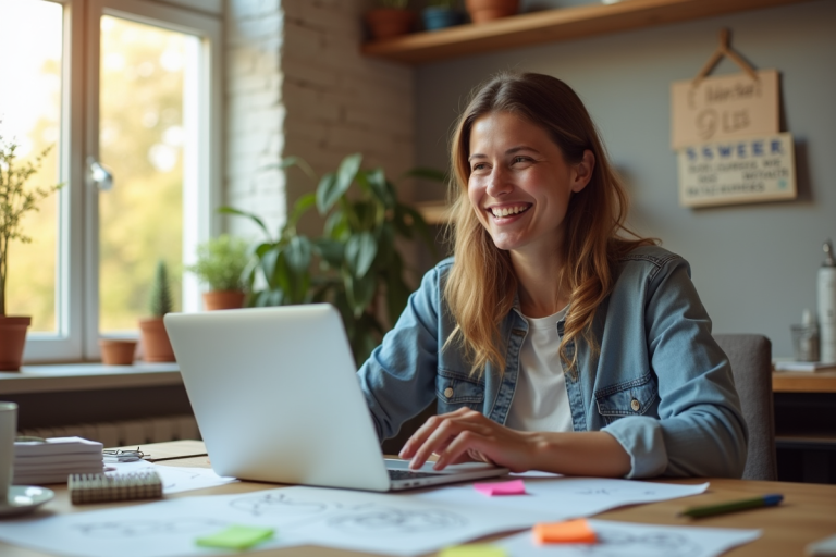 Entrepreneur confiant dans son espace de travail créatif