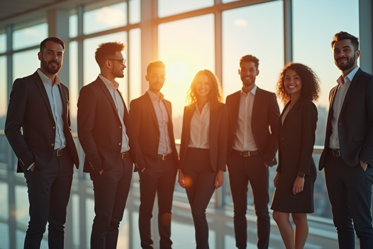 Groupe de jeunes professionnels dans un bureau lumineux et moderne