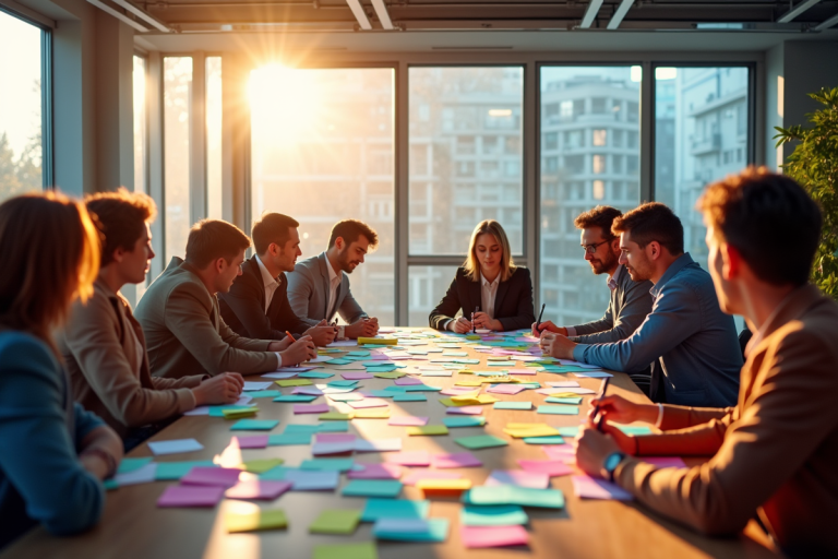 Salle de reunion moderne avec professionnels brainstorming
